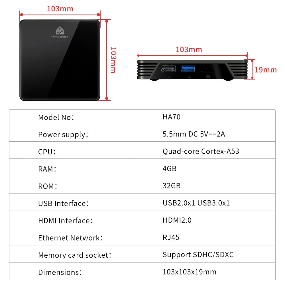 Avatto HA70 Smart Home Assistant Hardware Hub 32GB USB Gigabit LAN HDMI