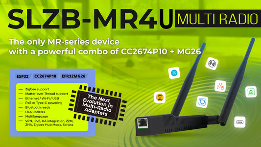 SMLIGHT SLZB-MR4U Zigbee Thread Multiradio CC2674P10 EFR32MG26 LAN PoE USB Wi-Fi