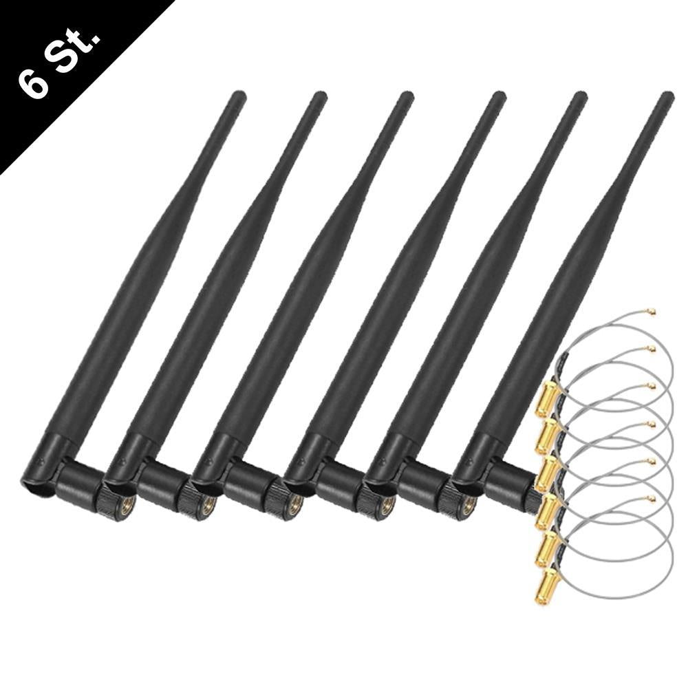 6dBi ANTENNE + Kabel RP-SMA M.2 IPEX MHF4 U.fl 2,4G 5Ghz WLAN Dualband NEU