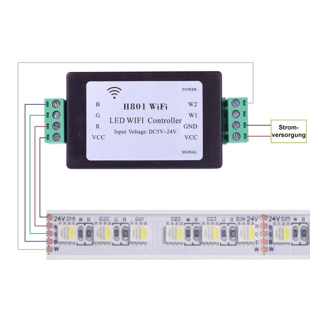H801 ESP8266 LED WiFi RGBWW Controller für LED Stripes DC 5-24V Tasmota 15