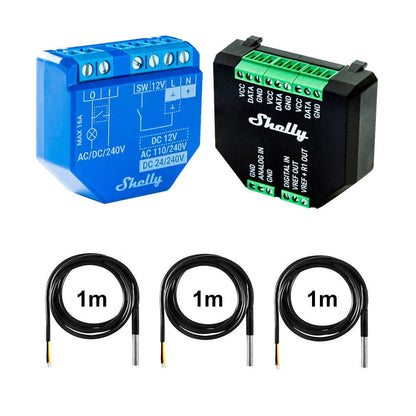 Shelly Plus 1 16A DC-AC Smart WiFi Relais opt. Plus Addon & DS18B20 Temp Sensor